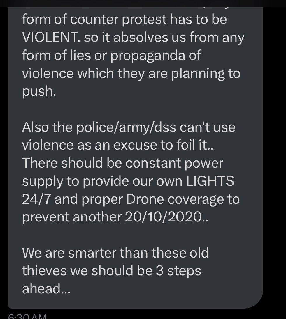 General_Oluchi's tweet image. I like this protest idea. Sitting on the floor might just be the right way to occupy places. If someone is coming to attack protesters, it will be easy to see quickly.
Please read and pass around.