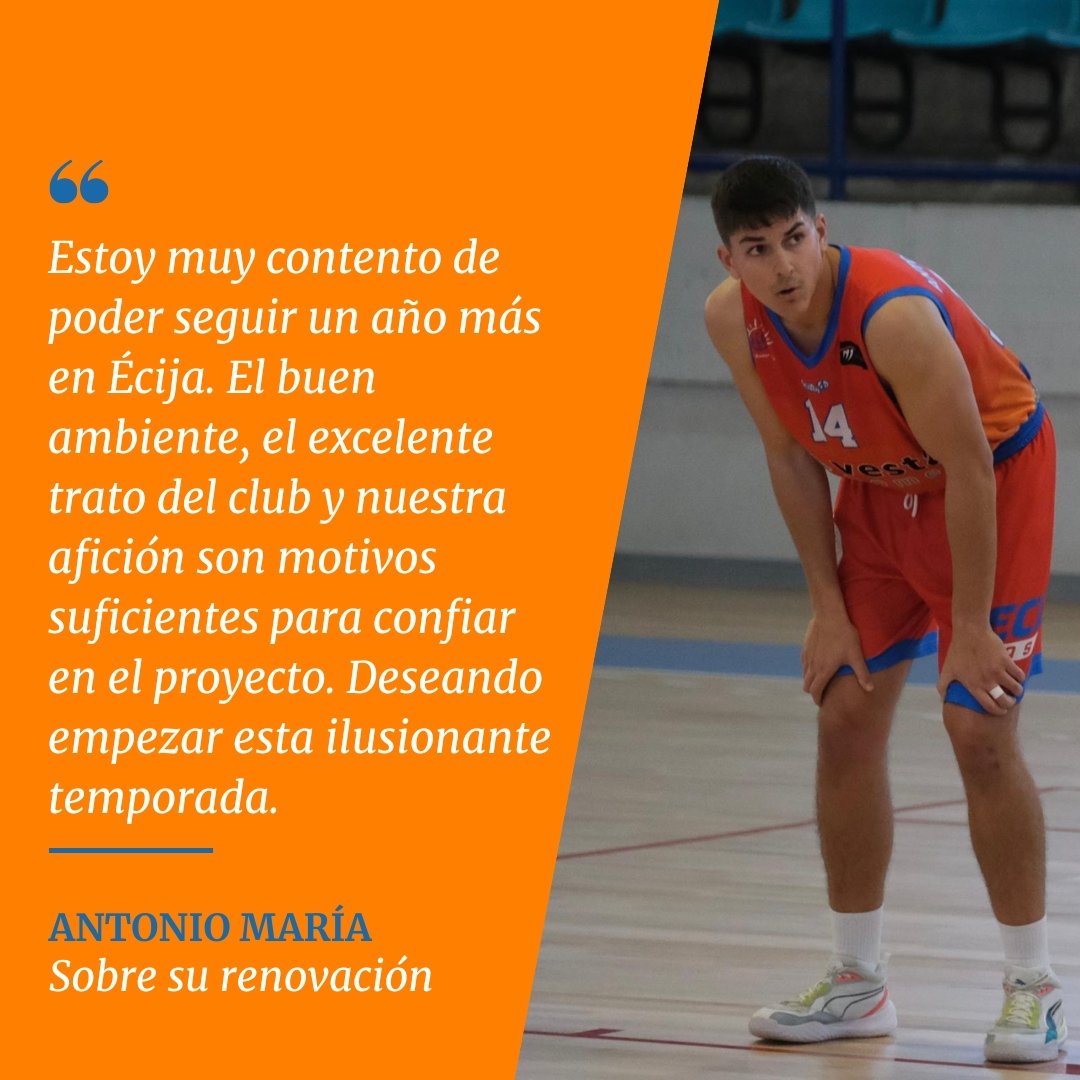 Tenemos una gran noticia. Antonio María  <a href="/antonio14ruiz/">Antonio María Ruiz García</a> nuestro letal tirador de tres puntos, ha renovado su compromiso con el Ecija Basket. Estamos emocionados de seguir contando con su precision y talento en nuestro equipo. 😀🤛👏💪🏀🏀