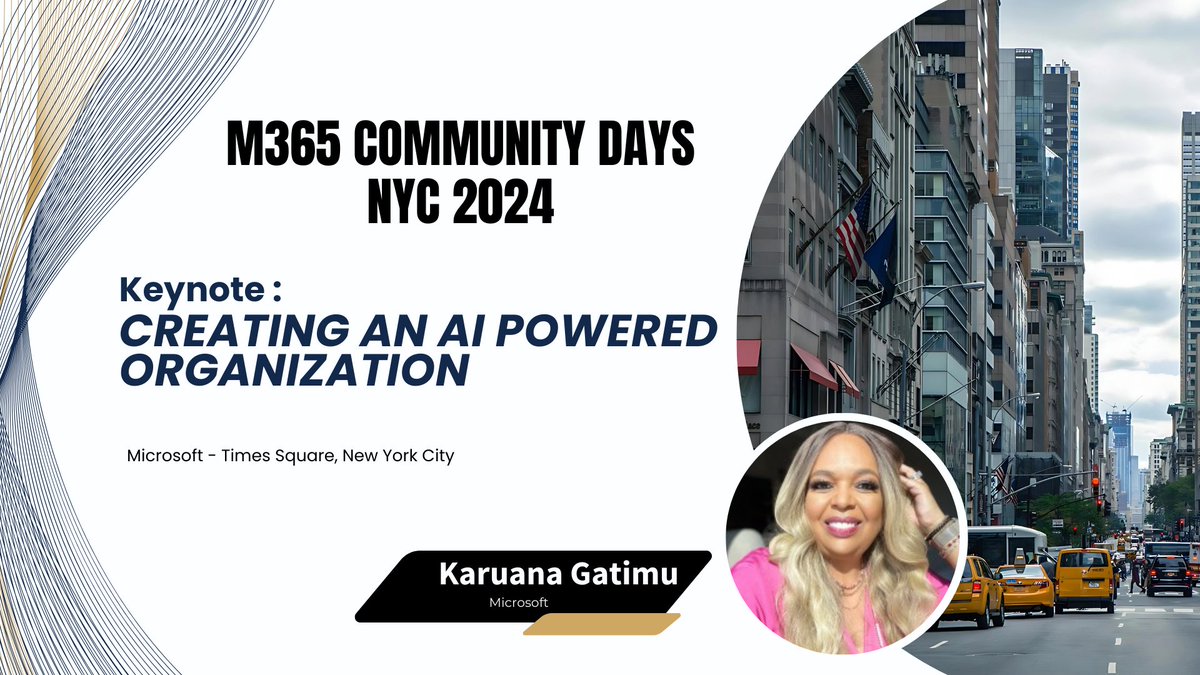 m365nyc's tweet photo. Keynote: Creating an #AI Powered Organization with Karuana Gatimu @Karuana 

#nyTechmeetup #NycTech #AI #microsoft #m365nyc

https://t.co/94jZiOdyqh https://t.co/AVM43iqD2F