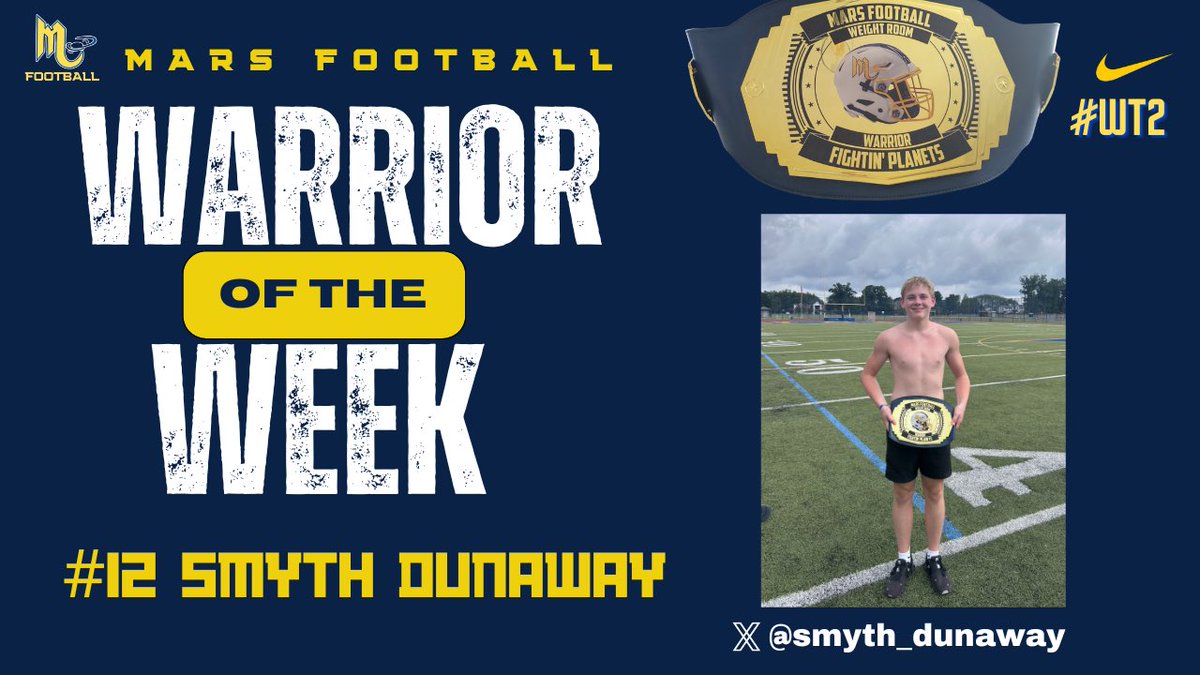 Congrats to <a href="/smyth_dunaway/">Smyth Dunaway</a> our 
Warrior of the Week 🪐🏋️

#WT2 👽🏈💪