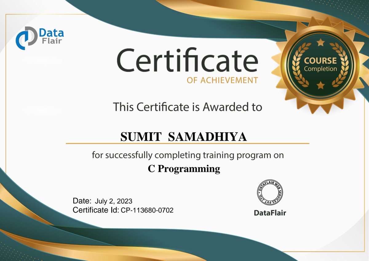 SumitSamad92229's tweet image. 🚀🌟"Mastering C: From practice questions to real projects, I've leveled up my coding skills! 🚀🌟 #CProgramming #CertifiedCoder"