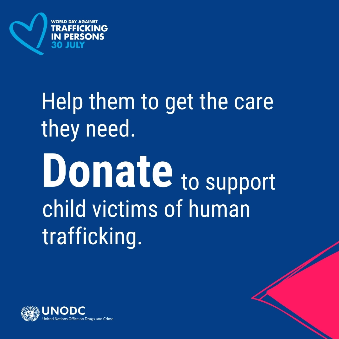 Children want to play.
Children want to learn.
Children need to be loved.

Your donation to the UN Voluntary Trust Fund for Victims of Trafficking supports child survivors, helping them get the care they need.

Donate now 👉 bit.ly/3PBDahE

#EndHumanTrafficking💙