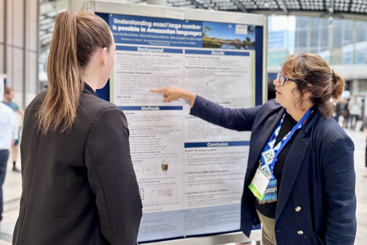 Exciting work by <a href="/verasinha/">Vera da Silva Sinha</a>, Wary Kamaiuri Sabino, Silke Goebel and <a href="/asifa_majid/">Asifa Majid</a> on how understanding exact large numbers is possible in Amazonian languages #CogSci2024

Swing by the poster area (P2-C-205) to chat with Vera and learn more!