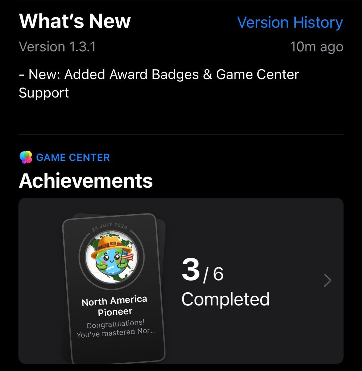 guessworldflags's tweet photo. Version 1.3.1 on live!
Update now! > https://t.co/WKdLJzg0Rz
• New: Added Award Badges - Earn badges for your achievements and showcase your progress!
• New: Game Center Support - Compete with friends and track your scores on the Game Center leaderboards. https://t.co/cNxdluUo7E
