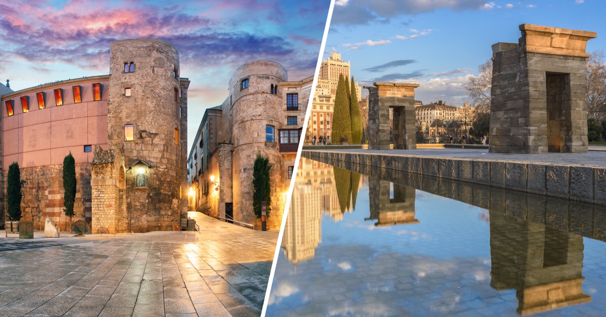 SpainInIndia's tweet photo. Discover #Spain’s best-kept secrets!🤫Experience a piece of Egypt at #Madrid's Temple of Debod🕍& explore ancient Roman columns in #Barcelona's Barcino. It's an otherworldly journey!🤩
👉 https://t.co/syKv3iG1Kg
#VisitSpain #SpainUrban #SpainCities #YouDeserveSpain https://t.co/EP7xcxQdCS