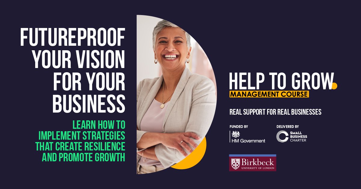 Learn the key skills which will help you excel your business growth in our Help to Grow: Management Course starting in November. 

This 90% government-funded course delivered at Birkbeck will assist you in taking steps towards greater   success🌟

bbk.ac.uk/school/busines…
