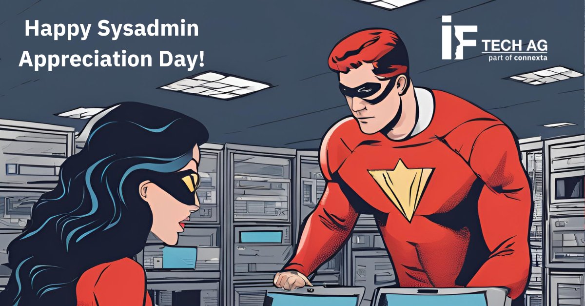 IF-Tech AG - Beratung zu Digital Workplace & Cloud (@iftechag) on Twitter photo 🎉 Heute ist #SysadminAppreciationDay! 🎉
Ein großes Dankeschön an alle #SysAdmins, die unermüdlich daran arbeiten, die IT am Laufen zu halten. Vielen Dank für euren Einsatz, ohne euch läuft nichts! 
#SysAdminDay #SysAdminLove #SysAdminAppreciation #Systemadministrator 🎉 Heute ist #SysadminAppreciationDay! 🎉
Ein großes Dankeschön an alle #SysAdmins, die unermüdlich daran arbeiten, die IT am Laufen zu halten. Vielen Dank für euren Einsatz, ohne euch läuft nichts! 
#SysAdminDay #SysAdminLove #SysAdminAppreciation #Systemadministrator
