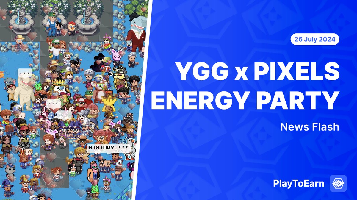 Ready to party?🪩

🥳 <a href="/YieldGuild/">Yield Guild Games</a> will be hosting an in-game 'Energy Party' with <a href="/pixels_online/">Pixels</a> 

🗓️ Today @ 7am PST/10am EST/10pm SGT

🗨️ Jump in to celebrate an exclusive video premier about:

The Next Big Trends in Play-to-Earn Incentive Design and Reward Models

🧵👇