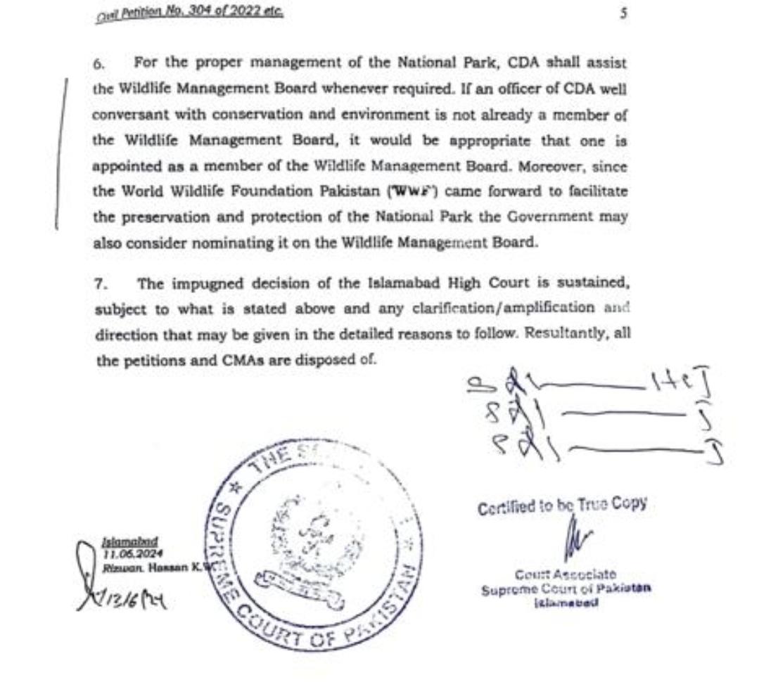 jzee62's tweet image. Supremer Court of Pakistan's order: REGISTERED No. C.P.L.A. 304-305/2022 &amp;amp; C.P.3/2024-SCJ  dated 13-06-2024

Yet @CDAthecapital goes out for plantation (not recommended in protected areas for ecosystem)&amp;amp; CDA finds partners that are actually destroying Margalla Hills 🙄
#SaveMHNP