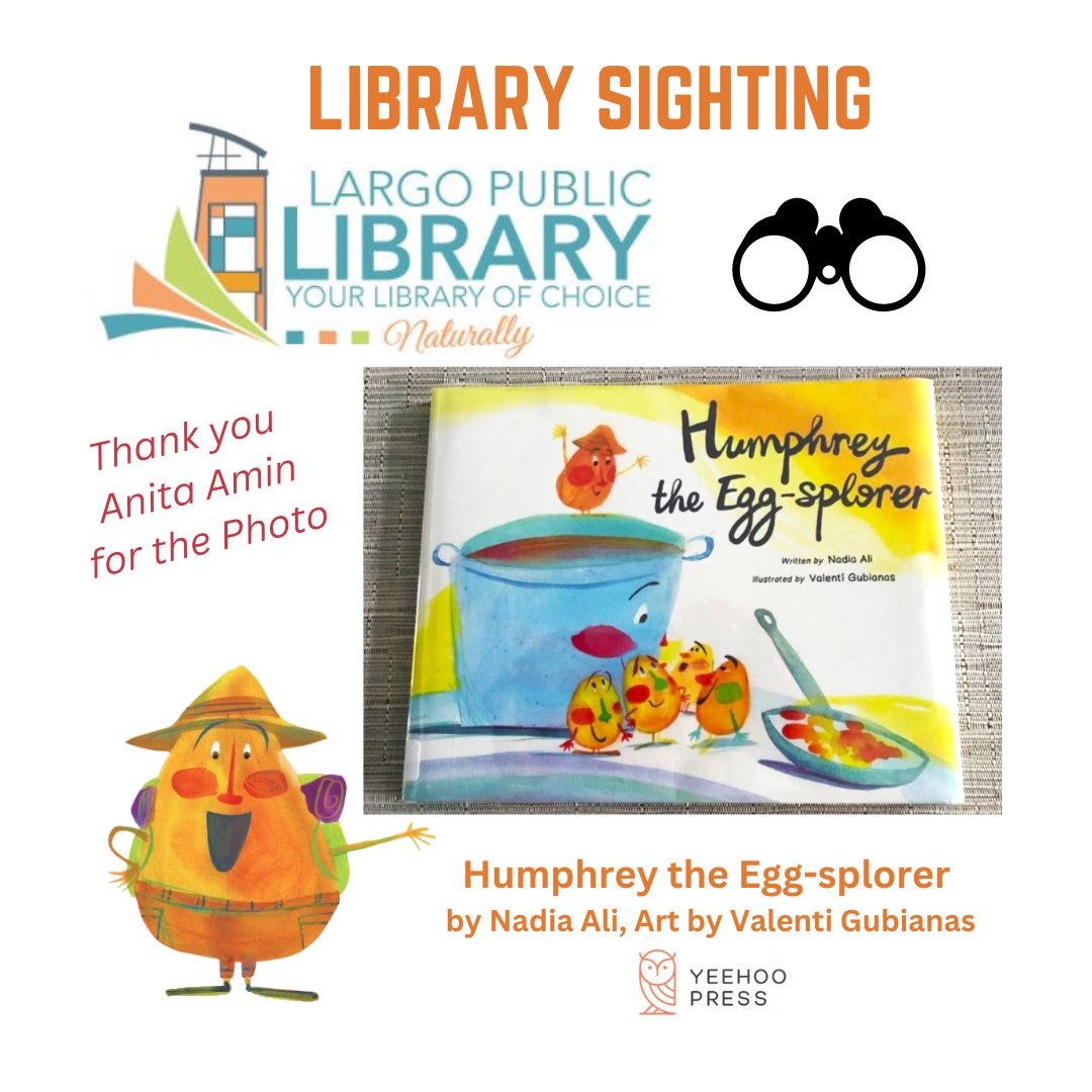 Nadia Ali (@nadiaawriter) on Twitter photo Thrilled for this Library Sighting of..
Humphrey the Egg-splorer by Nadia Ali
illustrations by Valenti Gubianas
Thank you Anita Amin for sending the photo
<a href="/AnitaAminKidLit/">Anita Amin</a> <a href="/YeehooPress/">Yeehoo Press</a> <a href="/seymouragency/">The Seymour Agency</a> <a href="/largopubliclib/">Largo Public Library</a> <a href="/dollyslibrary/">Imagination Library</a> <a href="/ReesesBookClub/">Reese's Book Club</a> <a href="/12x12Challenge/">12 x 12 Challenge</a> <a href="/IMCAgLiteraria/">IMC Literary Agency</a> Thrilled for this Library Sighting of..
Humphrey the Egg-splorer by Nadia Ali
illustrations by Valenti Gubianas
Thank you Anita Amin for sending the photo
<a href="/AnitaAminKidLit/">Anita Amin</a> <a href="/YeehooPress/">Yeehoo Press</a> <a href="/seymouragency/">The Seymour Agency</a> <a href="/largopubliclib/">Largo Public Library</a> <a href="/dollyslibrary/">Imagination Library</a> <a href="/ReesesBookClub/">Reese's Book Club</a> <a href="/12x12Challenge/">12 x 12 Challenge</a> <a href="/IMCAgLiteraria/">IMC Literary Agency</a>