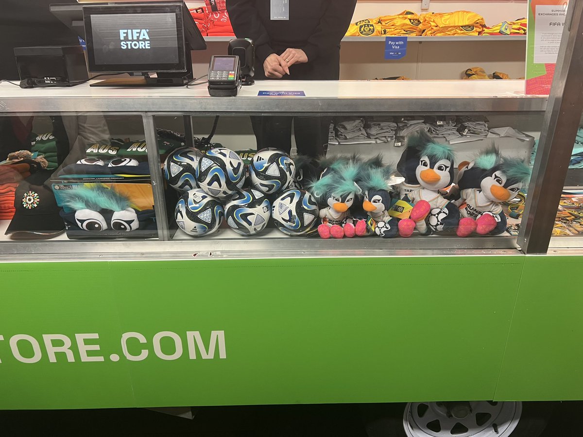 kevantan_11's tweet image. Photos in the FIFA Store at the FIFA Fan Festival in Perthduring the 2023 Women’s World Cup (1/2)
#FIFAWWC #FIFAWWC2023 #FIFA #BeyondGreatness  #fifawomensworldcup #football #AUNZ23 #perth #tazuni #fifastore #mascotplush #headwear #tazuniplush #oceaunz #ball #scarf #keyring #visa