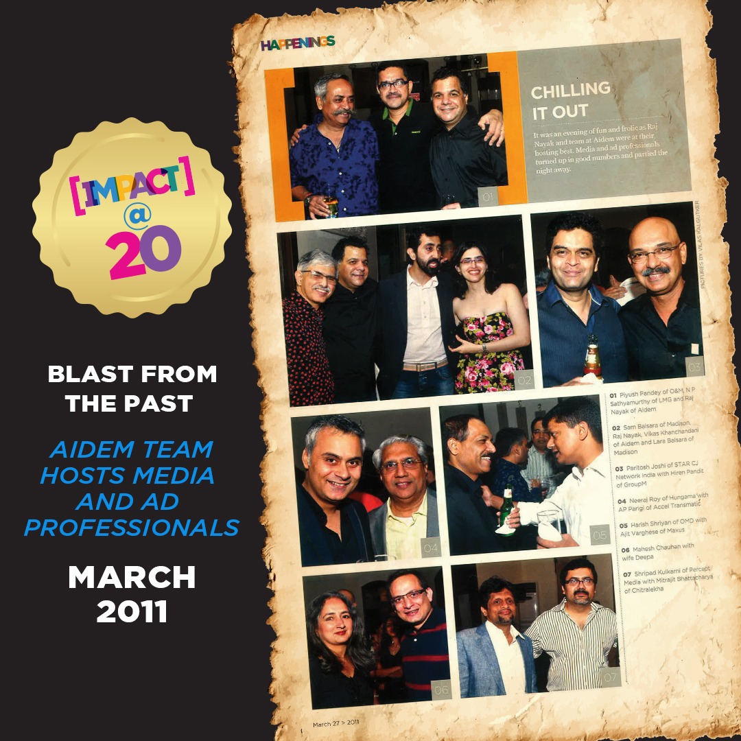 IMPACT_onnet's tweet photo. #ImpactAt20 ๐Throwback to March 2011: The Aidem team hosted a lively evening for media and ad professionals. Celebrating camaraderie and creativity, the night was filled with joy and great memories. https://t.co/g6J8tuuwne