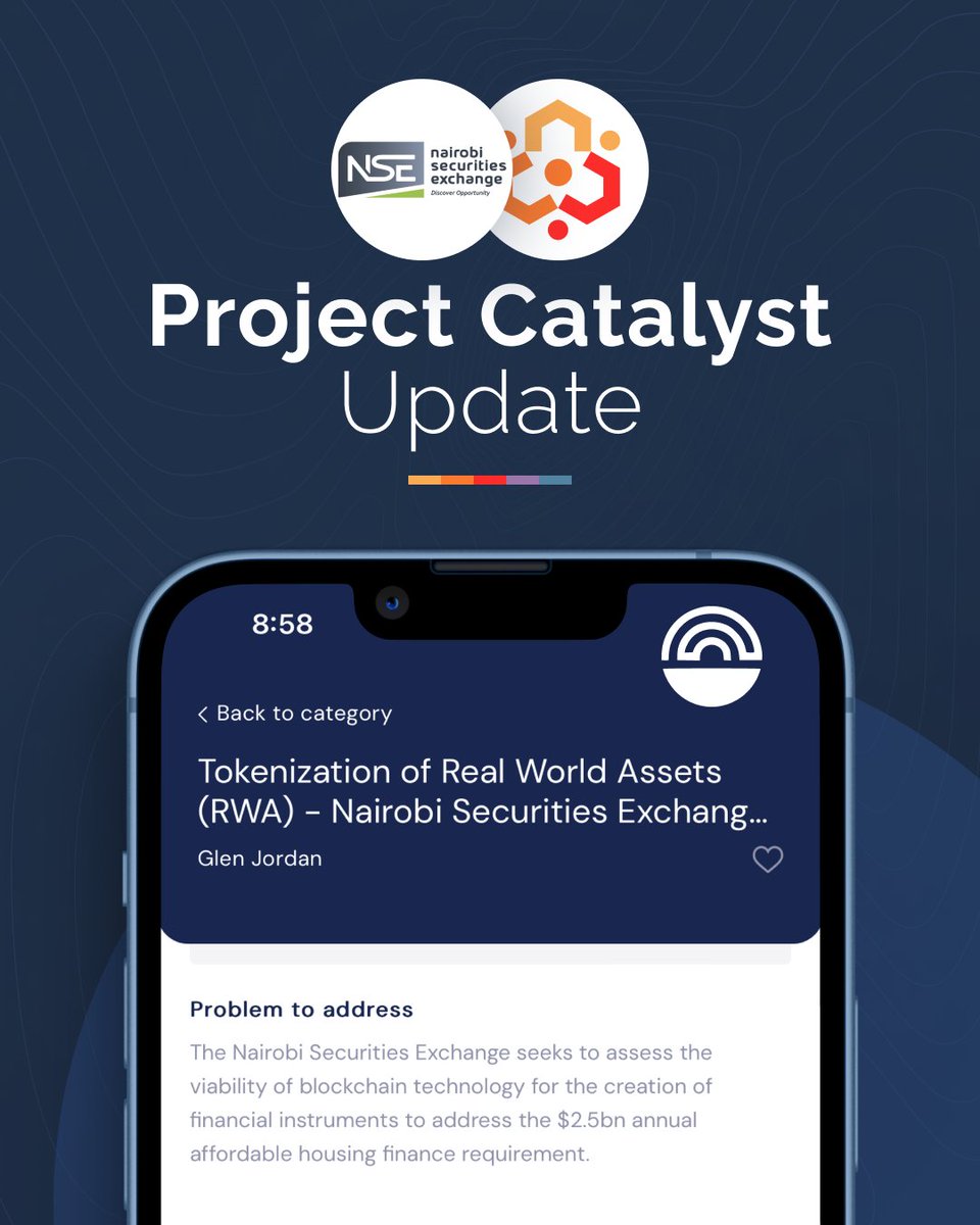 empowa_io's tweet image. Quick #ProjectCatalyst Progress Update 🏠🇰🇪📈

🔸 Had our kick-off meeting with the Nairobi Securities Exchange (NSE) and began assembling the project team
🔸 Briefed our development team and initiated the setup of the development environment
🔸 Met with a potential client for…