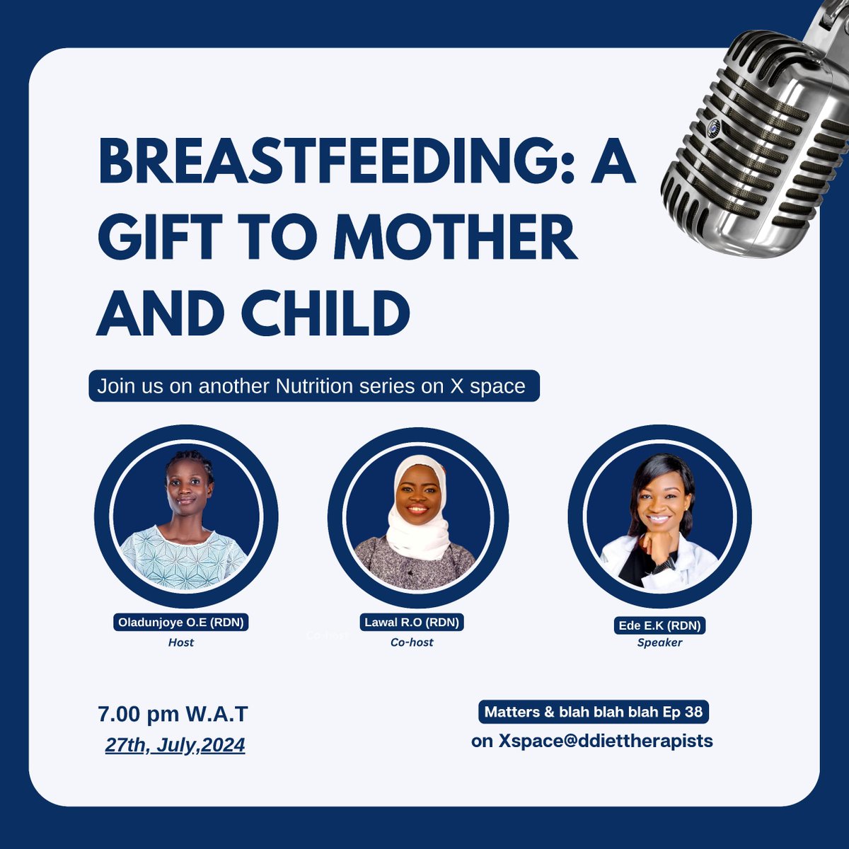 The Diet Therapists (@ddiettherapists) on Twitter photo “Breastfeeding🤱🏻 — A Gift to Mother and Child.”
Join us on another thrilling episode of our #MBBB X space in commemoration of the #worldbreastfeedingweek #WBW2024 with our guest, DTN. <a href="/EbeleEde/">The nurturing dietitian</a> 🤩
By 7 PM (WAT) tomorrow, 27th July.
Set a reminder ↔️ x.com/i/spaces/1BRJj… “Breastfeeding🤱🏻 — A Gift to Mother and Child.”
Join us on another thrilling episode of our #MBBB X space in commemoration of the #worldbreastfeedingweek #WBW2024 with our guest, DTN. <a href="/EbeleEde/">The nurturing dietitian</a> 🤩
By 7 PM (WAT) tomorrow, 27th July.
Set a reminder ↔️ x.com/i/spaces/1BRJj…