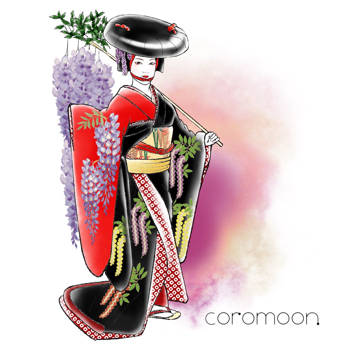 藤娘」 大津絵から抜け出した藤の花の精が美しい娘の姿で現れ