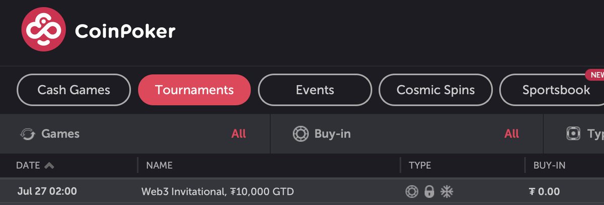 Free entry $10k Free Tournament in <a href="/CoinPoker_OFF/">CoinPoker</a> with the <a href="/OCBalpha/">OnChain Buccaneers</a> crews and other Web3 Friends!

Top 4 rewards: 2.5k$ each , let's goo!!!! 🔥🎉🎉