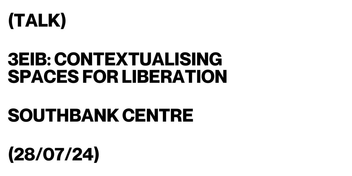 On Sunday, Dania Arafeh will host a discussion on the practical, ethical and spatial challenges of envisioning a free Palestine with Mahmoud Hassouneh, Bint Mbareh, Nour and <a href="/AkilScafeSmith/">Akil Scafe-Smith</a> in this event from 3EIB at <a href="/southbankcentre/">Southbank Centre</a>.  

Find out more: bit.ly/4c4QB26