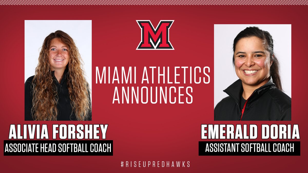 Miami Softball (@miamioh_sb) on Twitter photo .<a href="/mandygardner24/">Mandy Gardner-Colegate</a> has announced her coaching staff. Please welcome Alivia Forshey and Emerald Doria to the program
๐: rb.gy/w9bxjb .<a href="/mandygardner24/">Mandy Gardner-Colegate</a> has announced her coaching staff. Please welcome Alivia Forshey and Emerald Doria to the program
๐: rb.gy/w9bxjb