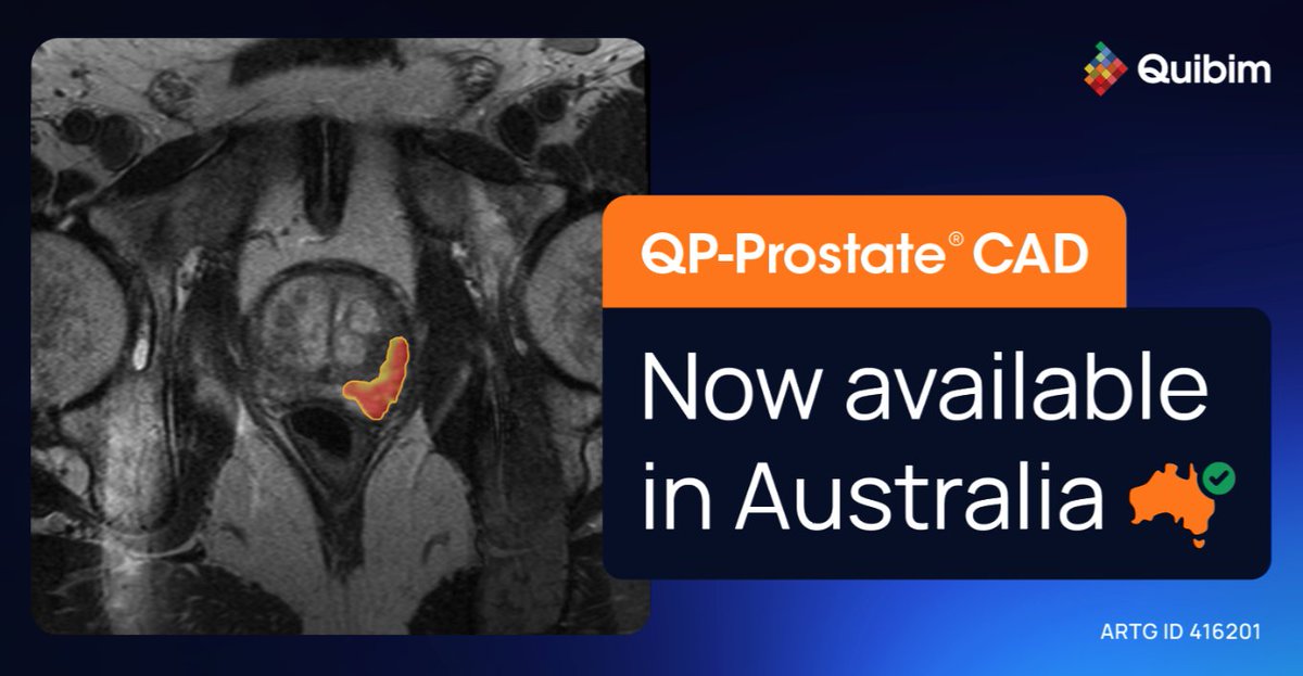 QuibimBiomarker's tweet photo. 🇦🇺 QP-Prostate CAD has been officially approved for use in Australia! We are really proud to announce that, as of today, Quibim's QP-Prostate technology can be used by Australian physicians for #AI-driven lesion detection thanks to algorithms trained with post-biopsy pathology data as ground truth. To find out more, contact us!