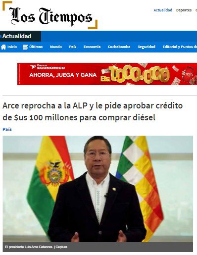 Adriana1989sa's tweet photo. Es preocupante que en cada conferencia de prensa el Presidente Arce cambie el destino del crédito de $us100millones
Lo hizo en tres ocasiones: 
El 17/04 se destinaría a fortalecer el sistema de salud
El 25/06 se distribuiría a las Alcaldías 
25/07 se usaría para comprar diésel https://t.co/REWbzVi07U