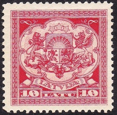 The highest value on Latvia stamp (period 1923 – 1940) was Coat of arms (large size) MI # 113
Due to their high face value, very few of the 10 Lat stamps were used, mostly on international parcel forms or telegraphic money orders. #philately