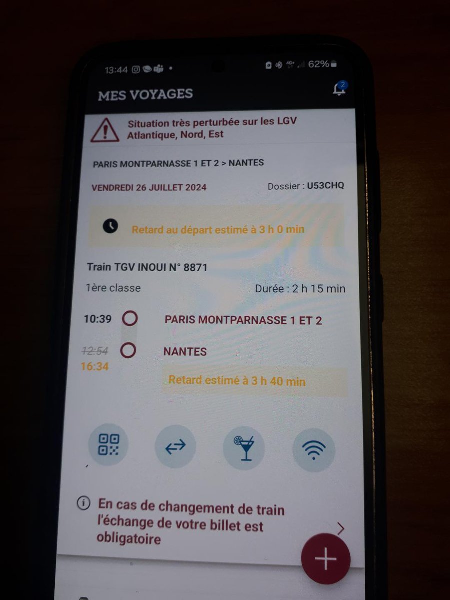 Voilà dans le TGV du retour
Les voyageurs restent calmes ,le TGV est plein ,merci aux agents de la SNCF pour leur bienveillance ,leur patience et
les informations données aux voyageurs
Il faudra trouver les responsables de ces sabotages...
<a href="/GDarmanin/">Gérald DARMANIN</a> <a href="/GabrielAttal/">Gabriel Attal</a> <a href="/GroupeSNCF/">Groupe SNCF</a>