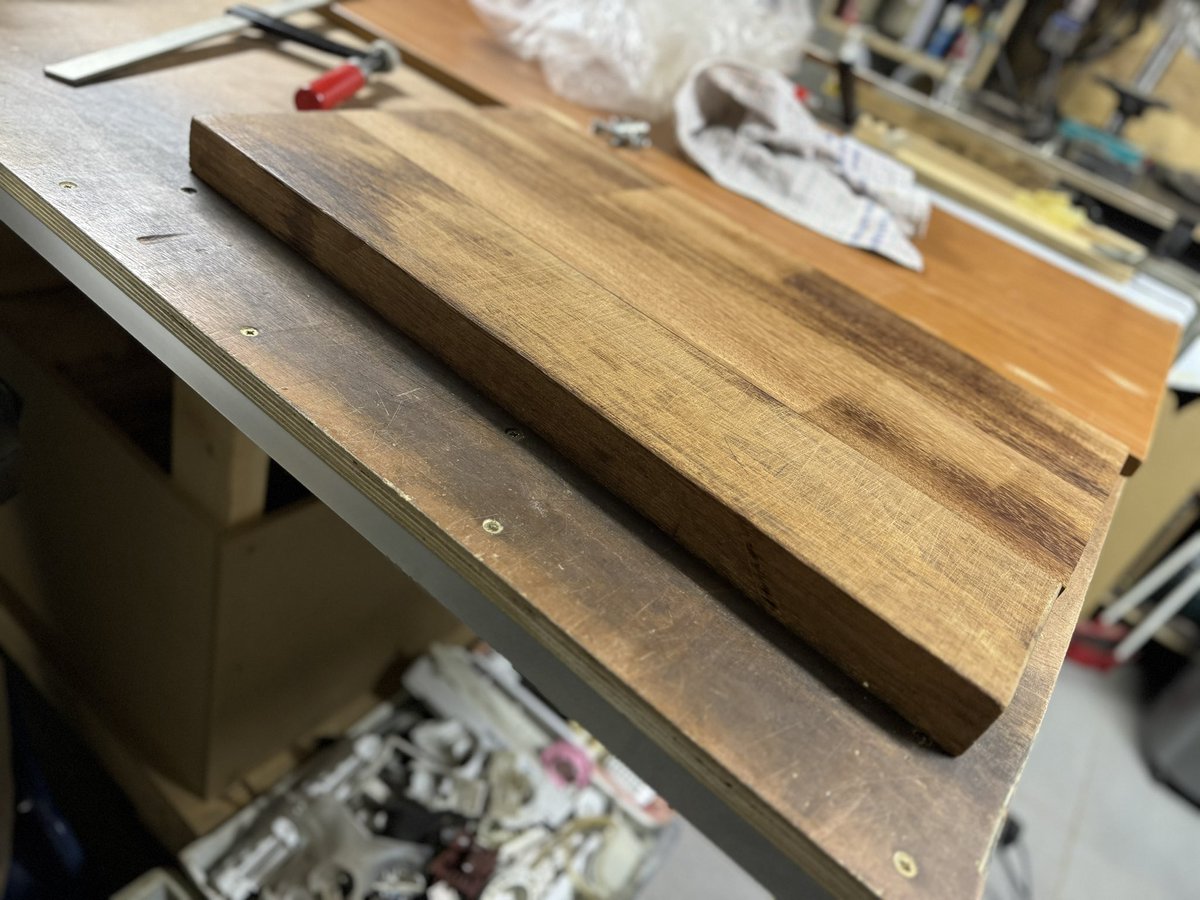 MitchellBollen's tweet photo. This one is made from an old beaten (last 2 pics) up cuttingboard, the colors will pop a bit more once i’ve applied the woodwax. Let me know if you’re interested! https://t.co/AVGyTAUimX