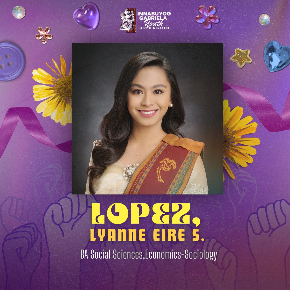 igyupb's tweet photo. Kaya’t tugunan ang hamon ng panahon at gamiting sandata ang inyong kaalaman at kagalingang pundasyon sa pagtatagyod ng lipunang malaya at mapagpalaya.

ABANTE, BABAE! PALABAN, MILITANTE! 💜
PAGSERBIAN TI UMILI! ✊

#Sablay2024
#AbanteBabae https://t.co/zIoY0Fm41D