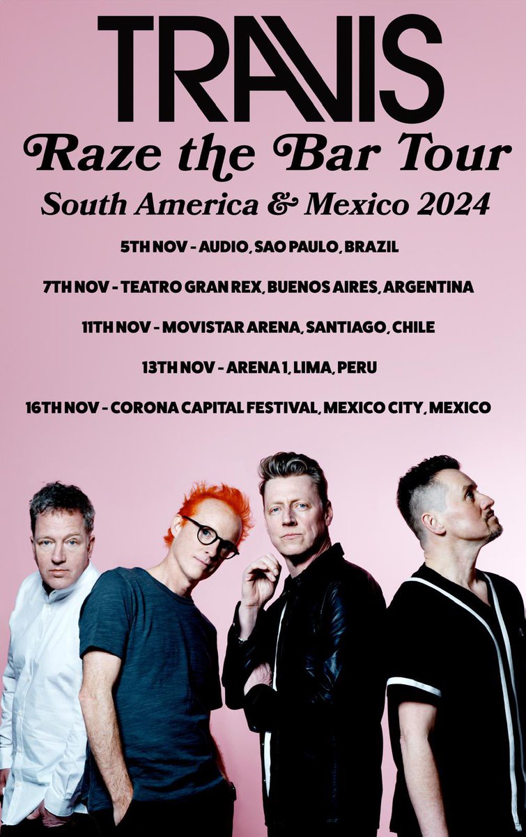TravisBand's tweet photo. We noticed that the Peru date showed two venues on the previous poster! We will be playing at Arena 1 in Lima on the 13th Nov. Grab your tickets today! https://t.co/IWvxYrC4Rm https://t.co/MlFvyeHkQC