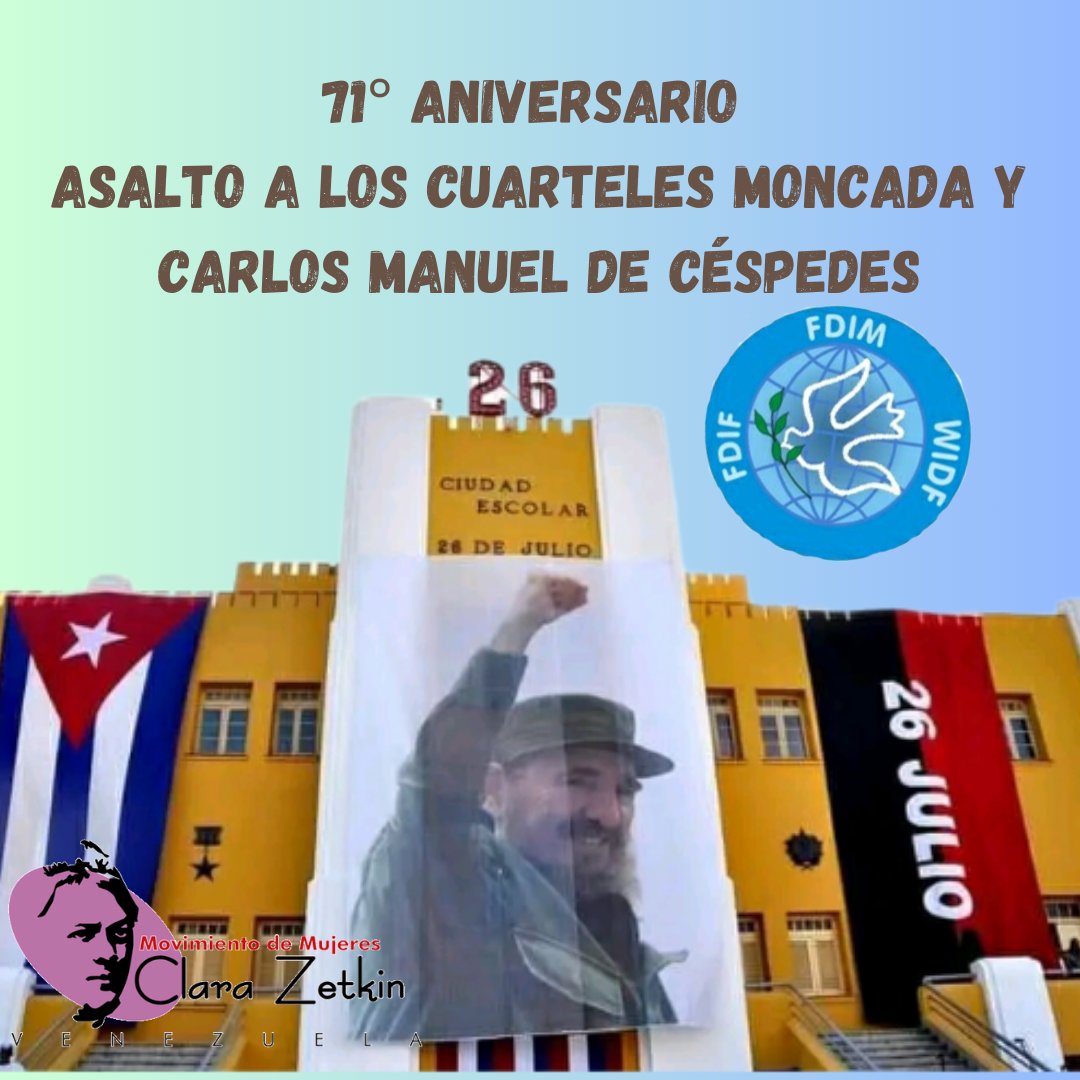 #26Jul
Tal Día como hoy, en 1953, se cumplen 71 años de una de la más importantes historias de la lucha cubana, bajo la dirección de Fidel, se propició el asalto a los cuarteles Moncada y Carlos Manuel de Céspedes, que exterminó los cimientos de la dictadura de Batista.