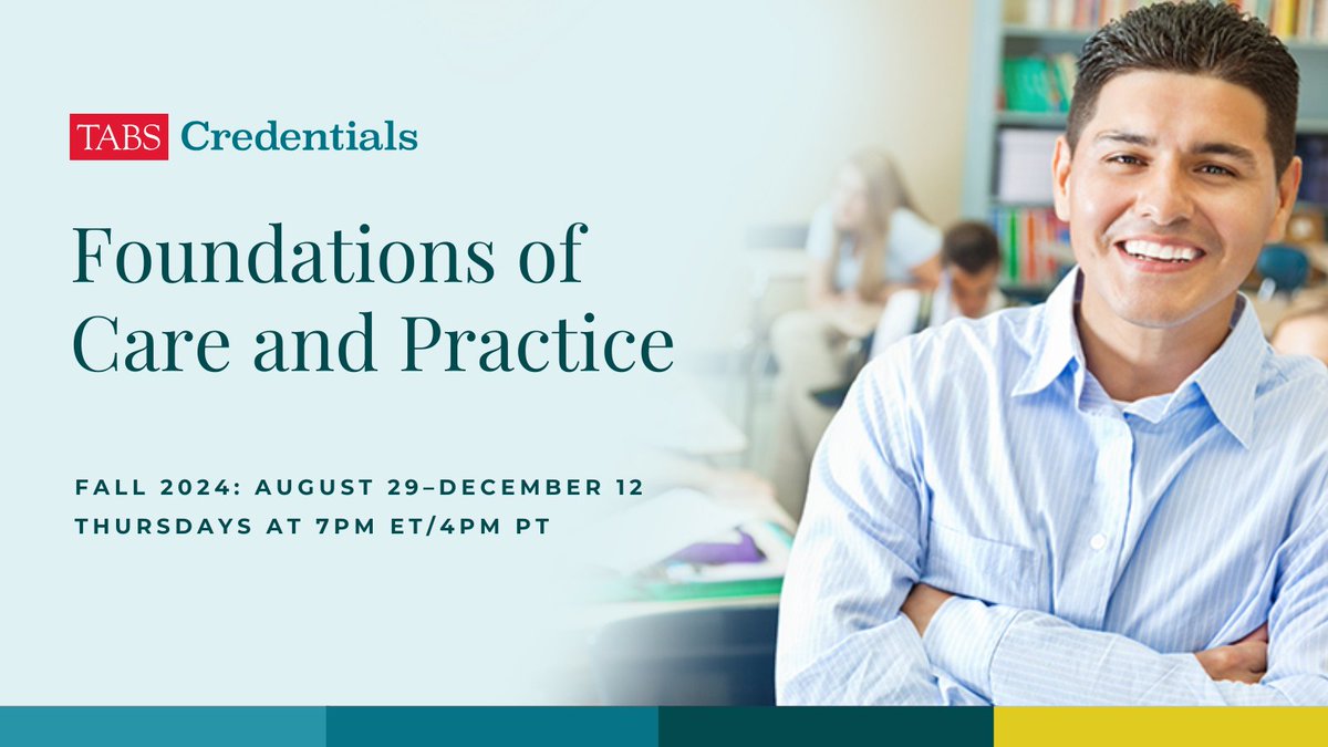 What are participants saying about the TABS Foundations of Care and Practice Credential?

"This has been one of the best professional development workshops I have attended." - Spring 2024 Cohort Member

📢 Register Today! tabs.org/credentials