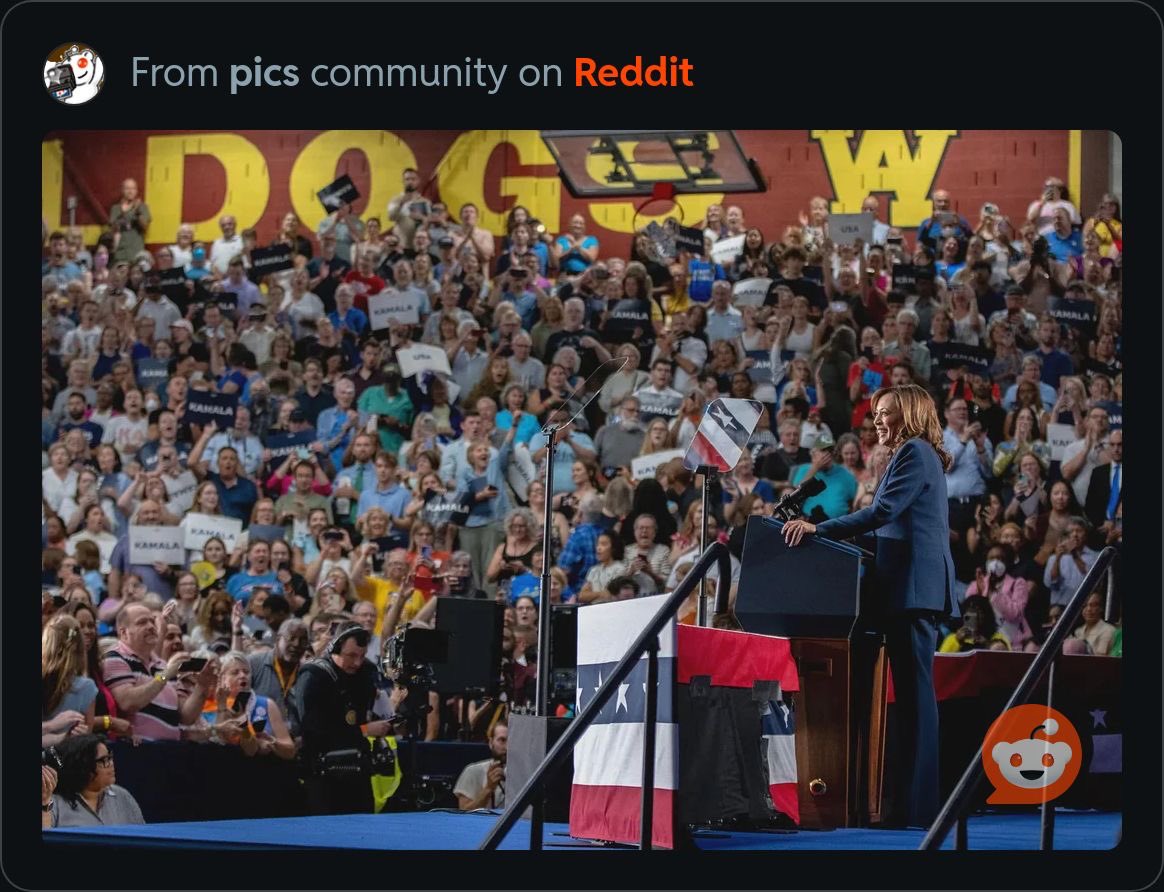 TheOldPlayerOne's tweet image. White enough to be a #klan rally. Female enough to be a the audience of @TheView  . 

You’ve locked up the most emotionally motivated voter base. Biden already had that but you’ll take any win you can right now, right?

Good luck with the thinking voters. #Elecciones2024