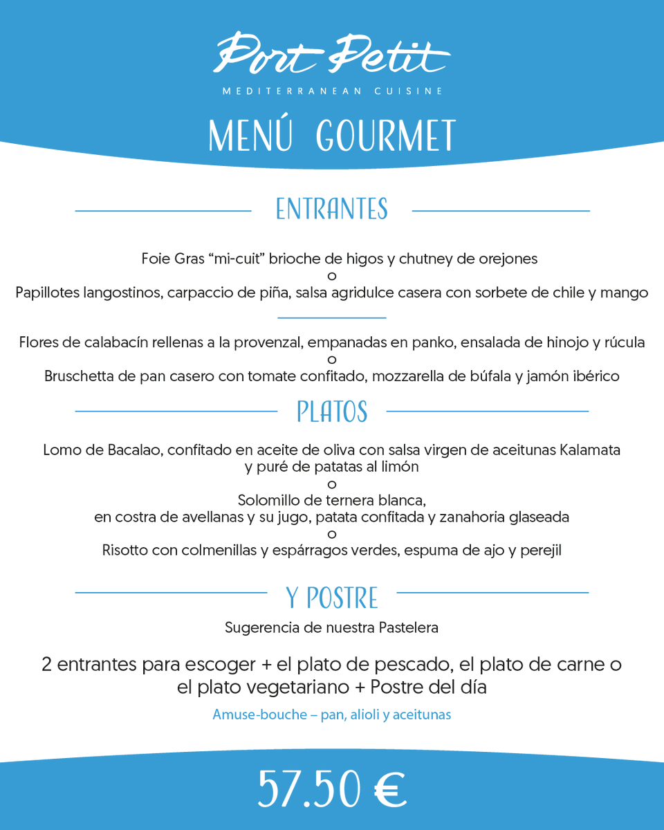 PortPetitRest's tweet photo. Nuestro Menú Gourmet os espera aquí en #PortPetit

Reserva mesa online.
*
*
Our Gourmet Menu is waiting for you here at #PortPetit

Book a table online.

Reservas
https://t.co/XiWy096zrQ
+34 971 643 039
info@portpetit.com https://t.co/cWASxEQELA