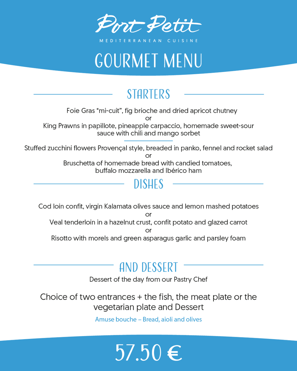PortPetitRest's tweet photo. Nuestro Menú Gourmet os espera aquí en #PortPetit

Reserva mesa online.
*
*
Our Gourmet Menu is waiting for you here at #PortPetit

Book a table online.

Reservas
https://t.co/XiWy096zrQ
+34 971 643 039
info@portpetit.com https://t.co/cWASxEQELA