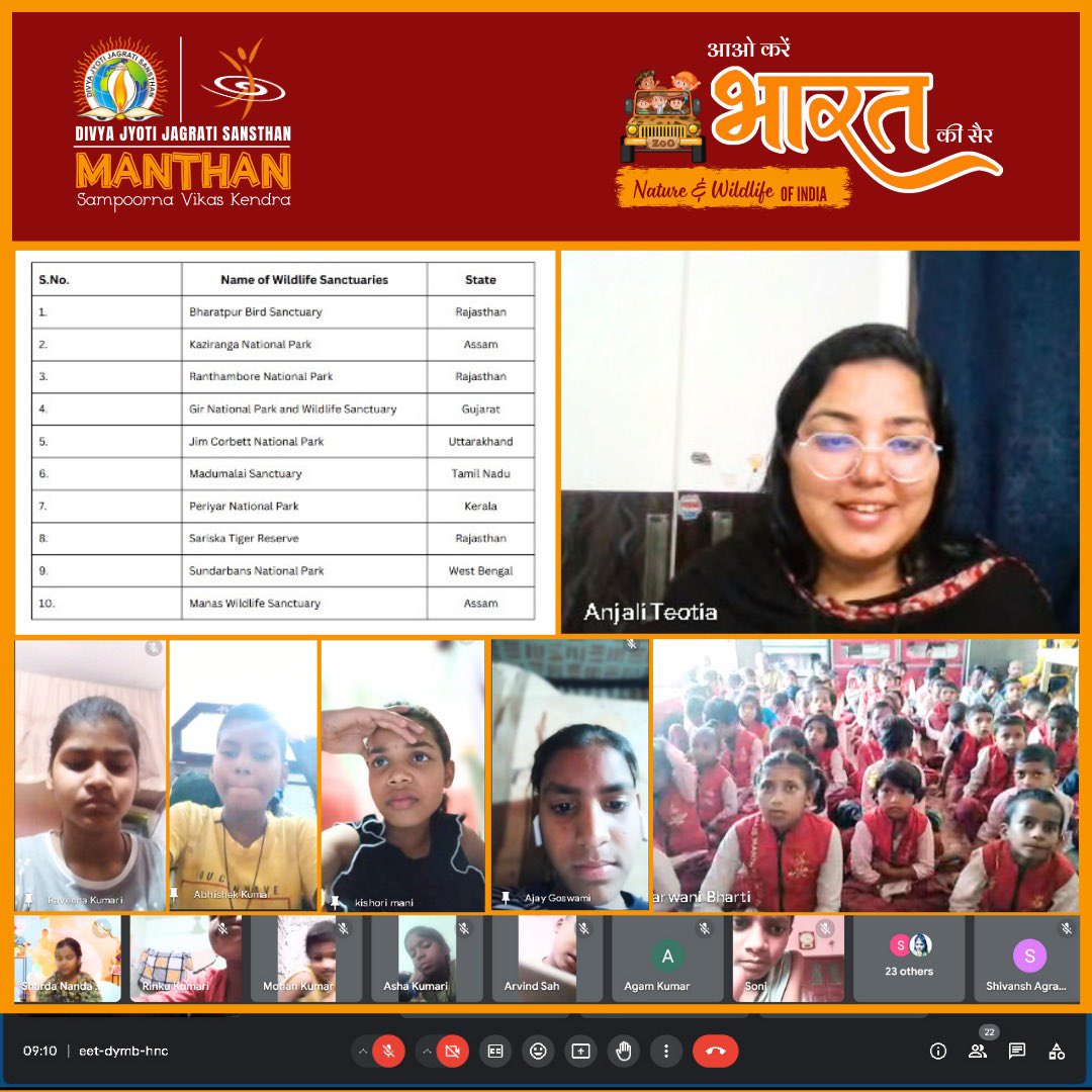 djjsmanthansvk's tweet photo. Manthanites are reaching their full potential to become aware citizens of Bharat. Take a look at their online sessions, ‘Aao Karein Bharat Ki Sair,’ and witness their journey of learning and exploration. #ManthanSVK #AaoKareinBharatKiSair #FutureCitizens #EmpowerThroughEducation https://t.co/dAjLt4WbnC