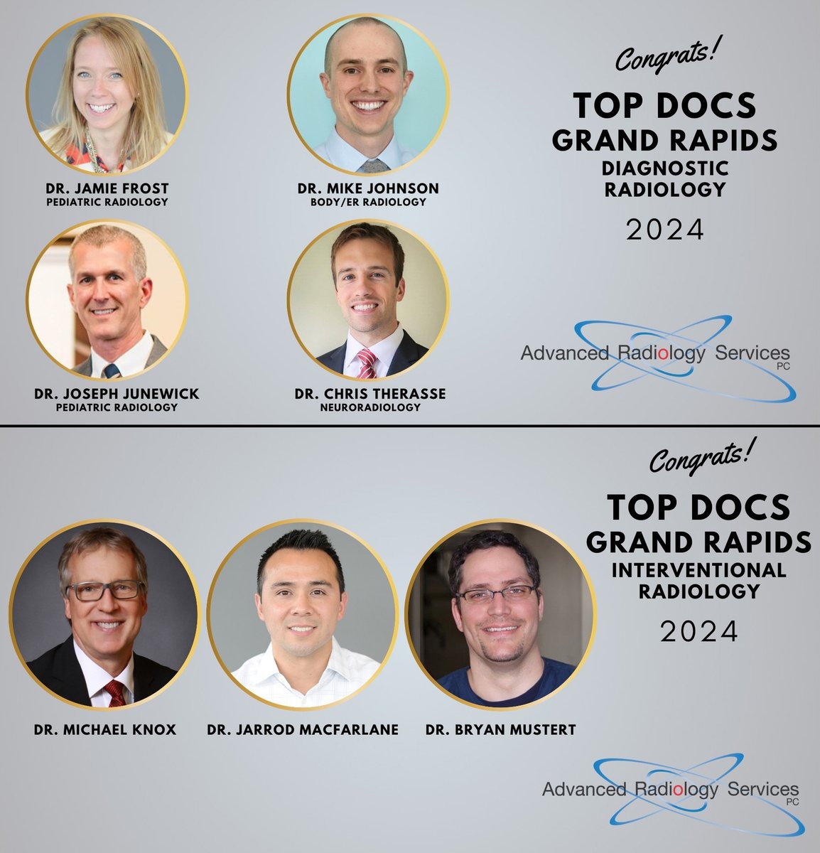 Advanced Radiology Services, PC (@advancedrad) on Twitter photo Check out our Top Docs 2024 from <a href="/grmagazine/">GrandRapids Magazine</a>! Congratulations Drs. Frost, Johnson, Junewick, Therasse, Knox, MacFarlane, and Mustert! You make us proud!
#radiology #healthcare #topdocs #GrandRapids Check out our Top Docs 2024 from <a href="/grmagazine/">GrandRapids Magazine</a>! Congratulations Drs. Frost, Johnson, Junewick, Therasse, Knox, MacFarlane, and Mustert! You make us proud!
#radiology #healthcare #topdocs #GrandRapids