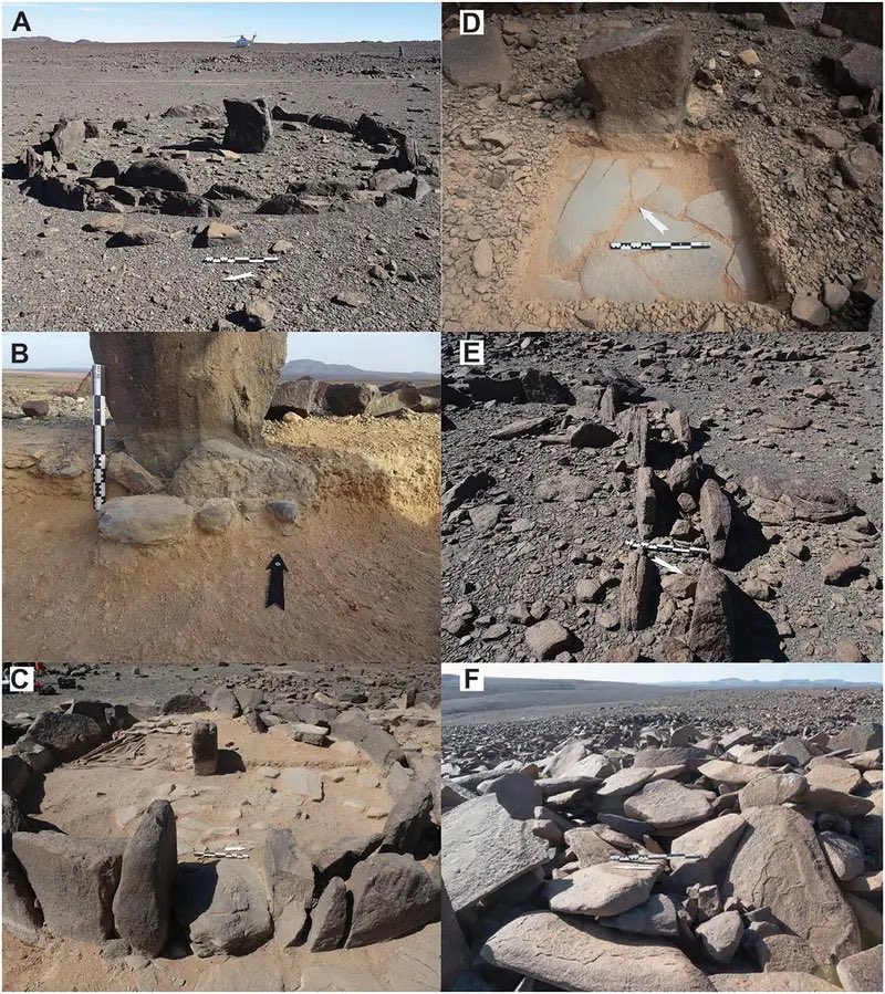 العلا، السعودية 

كشفت المسوحات الجوية عن حوالي 345 من هذه الهياكل الحجرية، ويتراوح قطرها من 4 إلى 8 أمتار (13 إلى 26 قدمًا). اكتشف علماء الآثار مئات الدوائر الحجرية التي تعود إلى العصر الحجري الحديث 7,000 عام في حقل الحمم البركانية حرة عويرض بالقرب من العلا في السعودية. تُعود