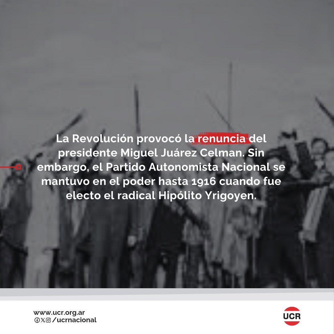 UCRNacional's tweet photo. Se cumplen 134 años de la Revolución del Parque, la revuelta popular que dio origen a nuestro partido. https://t.co/h8pDwdkrLQ