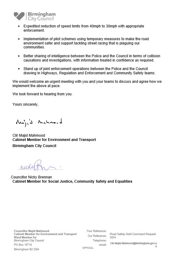 Cllr Majid Mahmood (@cllrmajid) on Twitter photo Following further tragic deaths on our roads I have today written to <a href="/WMPolice/">West Midlands Police</a> Chief Constable Craig Guildford to declare a Road Safety Emergency and to call for swift and bold action to make our roads safer for all.
This👇🏽 Following further tragic deaths on our roads I have today written to <a href="/WMPolice/">West Midlands Police</a> Chief Constable Craig Guildford to declare a Road Safety Emergency and to call for swift and bold action to make our roads safer for all.
This👇🏽