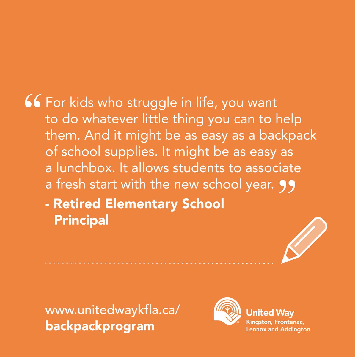 unitedwaykfla's tweet image. The back-to-school season is just around the corner!
For many families, affording school supplies is tough. As you shop, consider buying extra items for #BackpackProgram! Drop off at 417 Bagot St, Mon-Fri, 8:30-4:30, until Aug 16. More info &amp;amp; needed items: unitedwaykfla.ca/backpackprogram