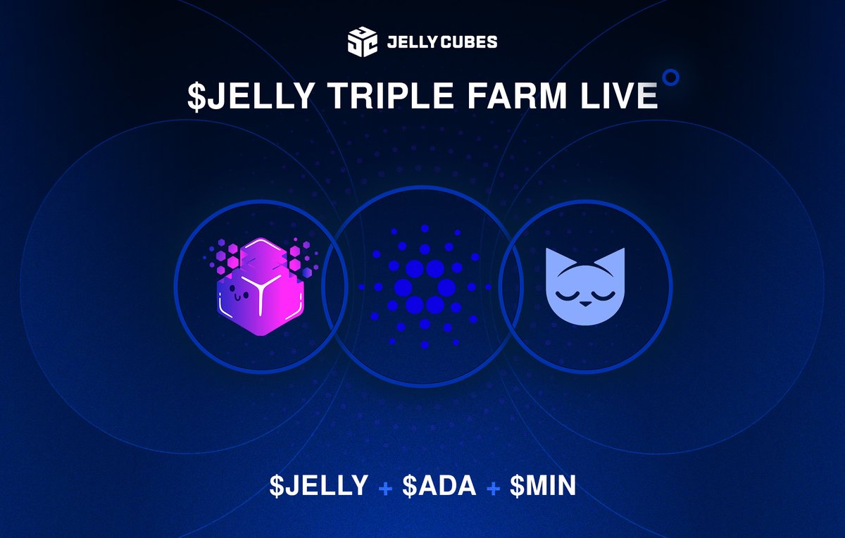 Jellycubes (@jellycubes_nft) on Twitter photo Jellycubes are the first Cardano NFT project that can directly farm a yield on a DEX!
LP Providers can now earn $ADA, $JELLY, and $MIN on <a href="/MinswapDEX/">Minswap Labs</a> V2 ๐ฅ
This is possible through our 404 token $JELLY.
Farming with $JELLY ๐งต Jellycubes are the first Cardano NFT project that can directly farm a yield on a DEX!
LP Providers can now earn $ADA, $JELLY, and $MIN on <a href="/MinswapDEX/">Minswap Labs</a> V2 ๐ฅ
This is possible through our 404 token $JELLY.
Farming with $JELLY ๐งต
