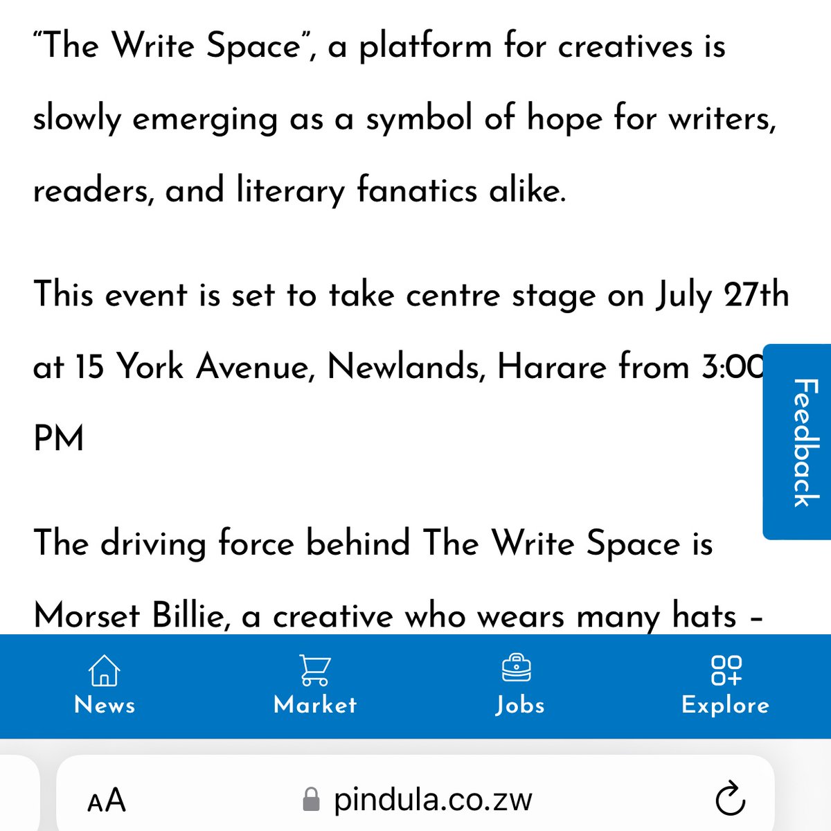 I can’t wait to see you all tomorrow at Ela the Garden 😄 Also, <a href="/WeArePindula/">Pindula</a> did an article on The Write Space pindula.co.zw/2024/07/24/fro… #TheWriteSpace #literature #publishing