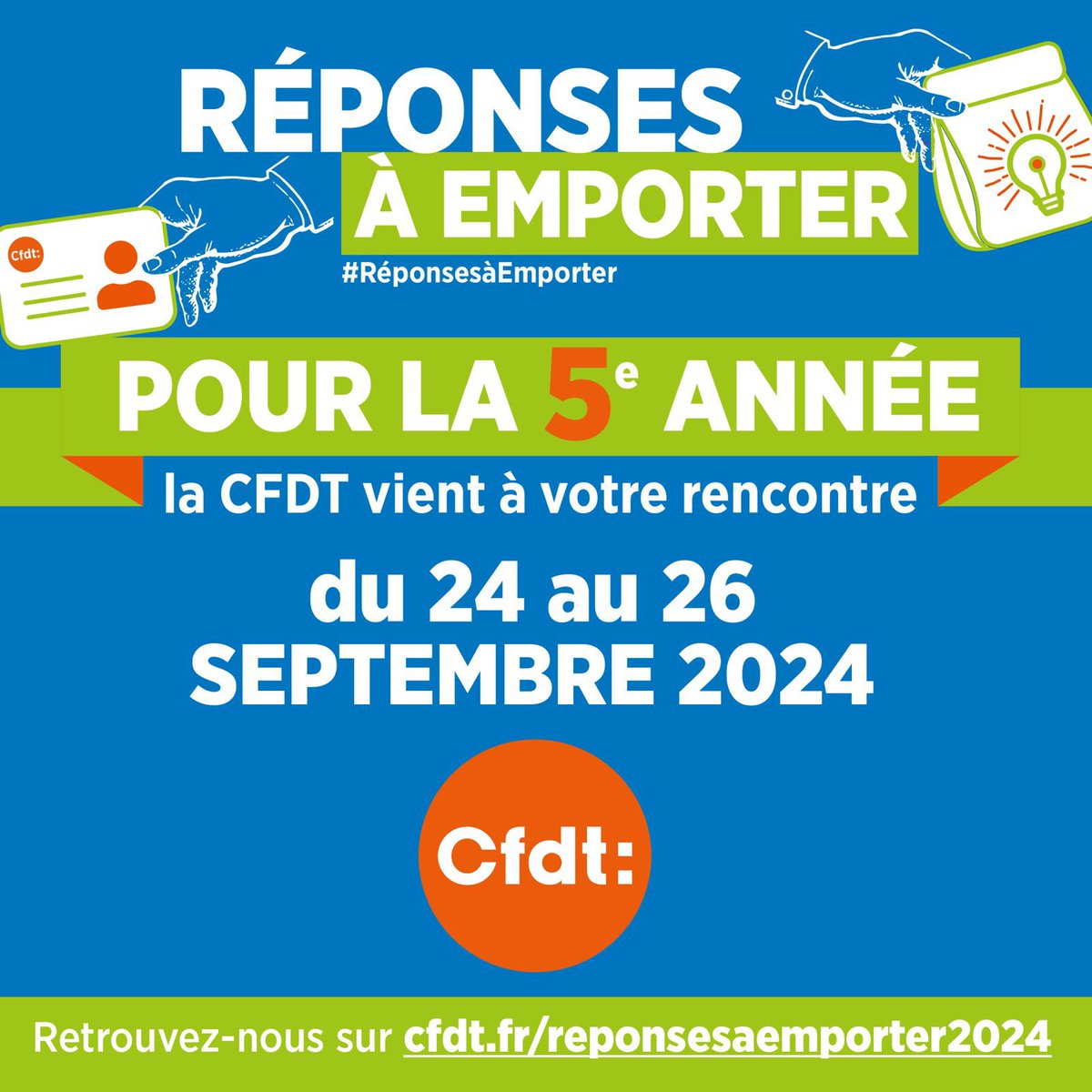 🟠RAE 2024 : SAVE THE DATE
Les 24, 25 et 26 septembre prochain, pour la cinquième année consécutive, la CFDT organise son opération de rentrée via des actions de proximité sur l’ensemble des territoires des Hauts-de-France. 

#solidarité #CFDT #24septembre