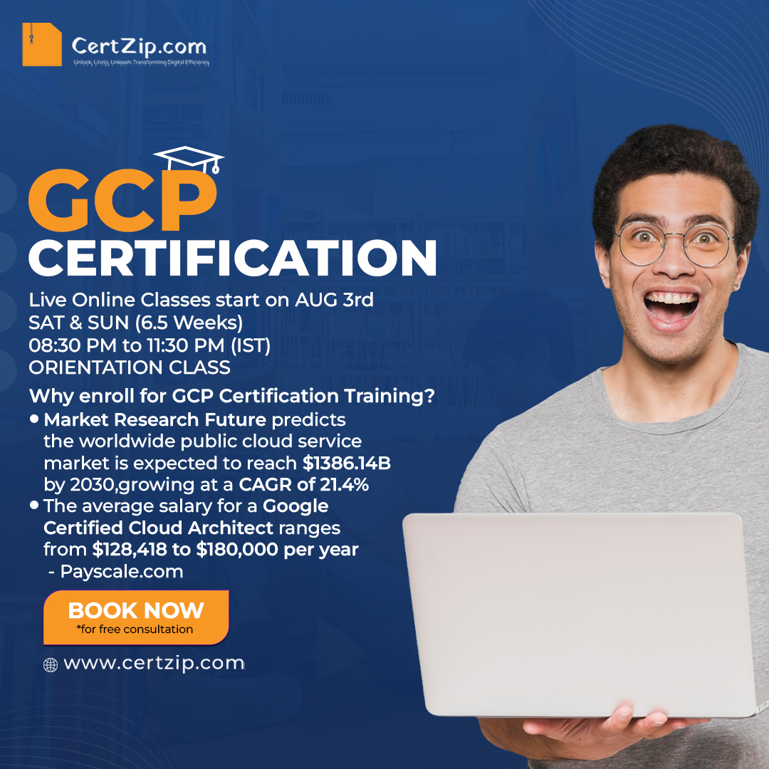CertZip's tweet image. Countdown to career growth! Join our GCP Certification Training starting August 3rd!
BOOK NOW for a free consultation! 🌟
🔗 certzip.com
.
#GCPCertification #GoogleCloud #TechTraining #CertZip #CloudArchitect #CareerOpportunity #TechJobs #FutureOfCloud #DigitalSkills