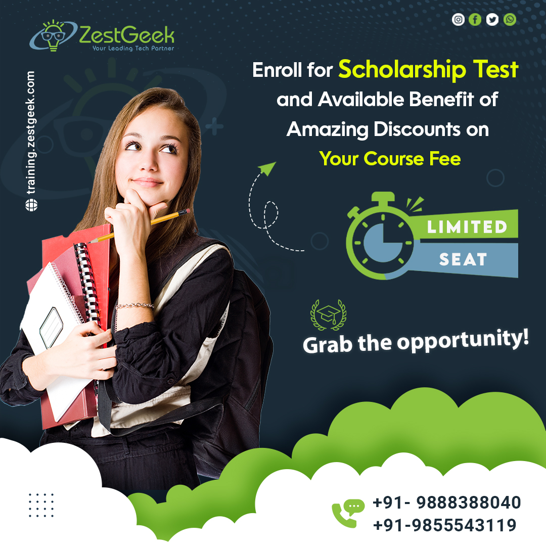 lifeatzestgeek's tweet image. 🚀 Don’t Miss Out! 🚀
Enroll in our Scholarship Test for amazing course fee discounts! 🎓💸 Limited seats available – act fast to secure your spot! 🔗✨
 #ScholarshipTest #CourseDiscount #EnrollNow #FutureReady