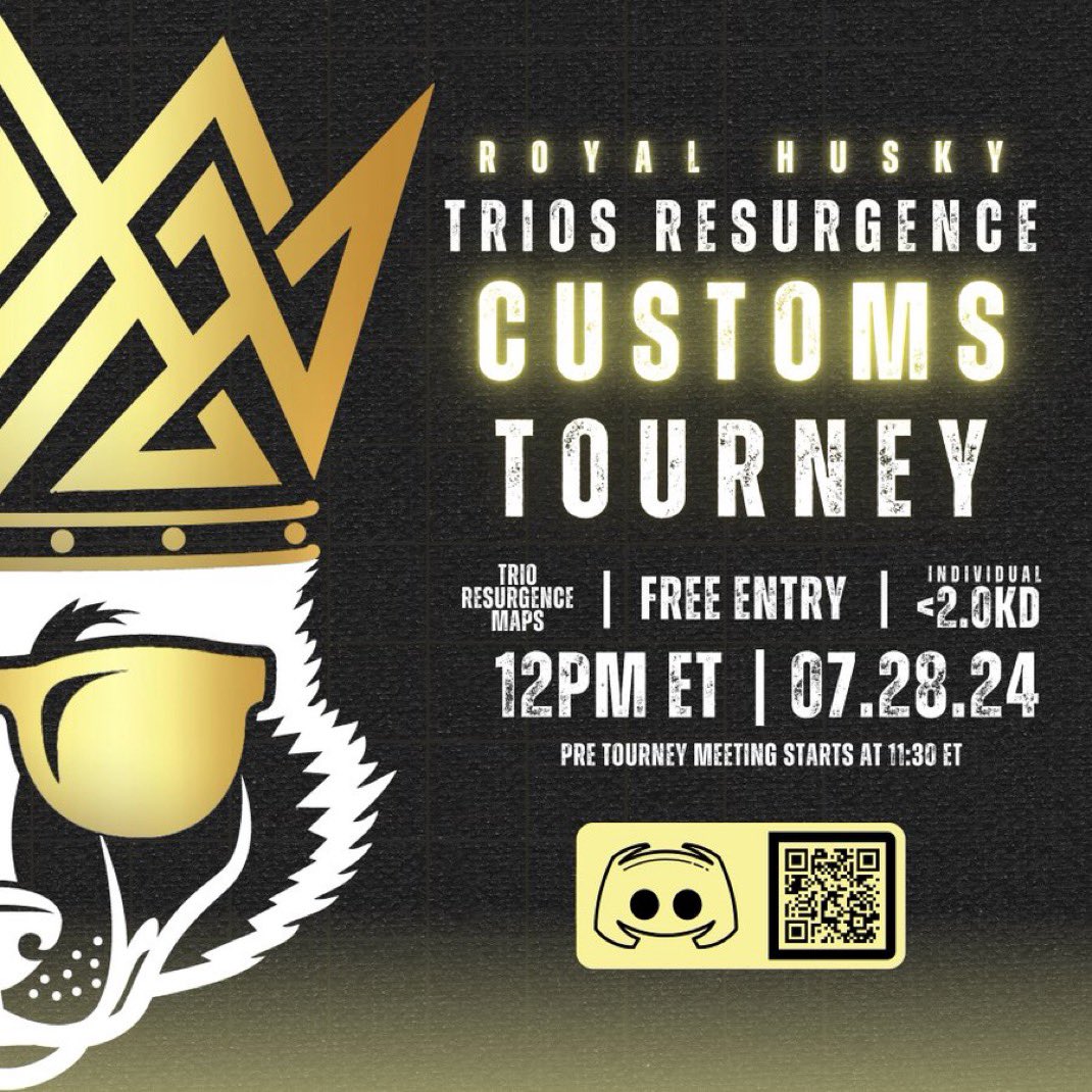 Get your squad and get in here! Free tourney with some fun people! Have any more questions then <a href="/SmeersGaming/">Smeers Gaming</a>  and myself would be more than happy to help!