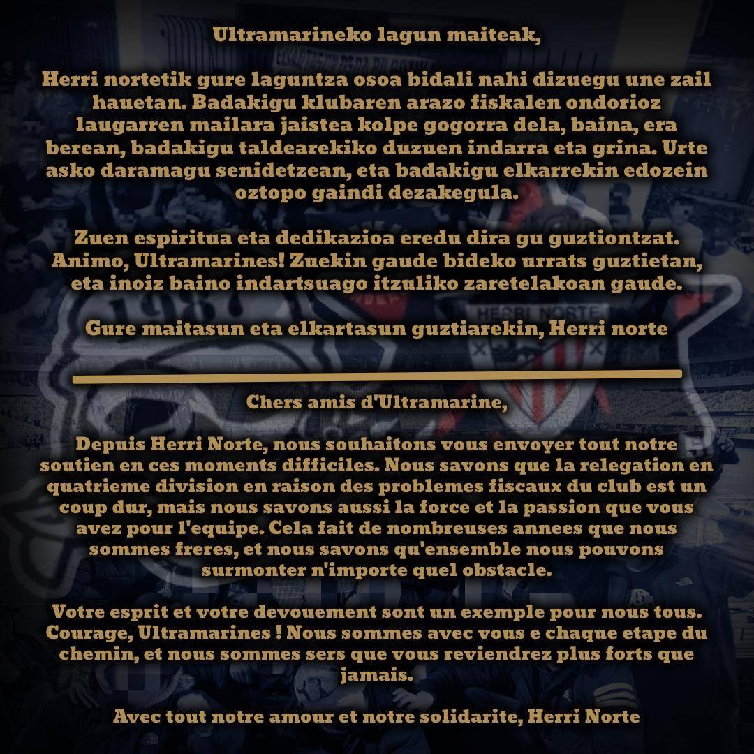 PASIOA EZ DA JAISTEN
Gure maitasun eta elkartasun guztiarekin, HNT.

LA PASSION NE DESCEND PAS
Avec tout notre amour et notre solidarité, HNT.

HNT 🤝 UB87