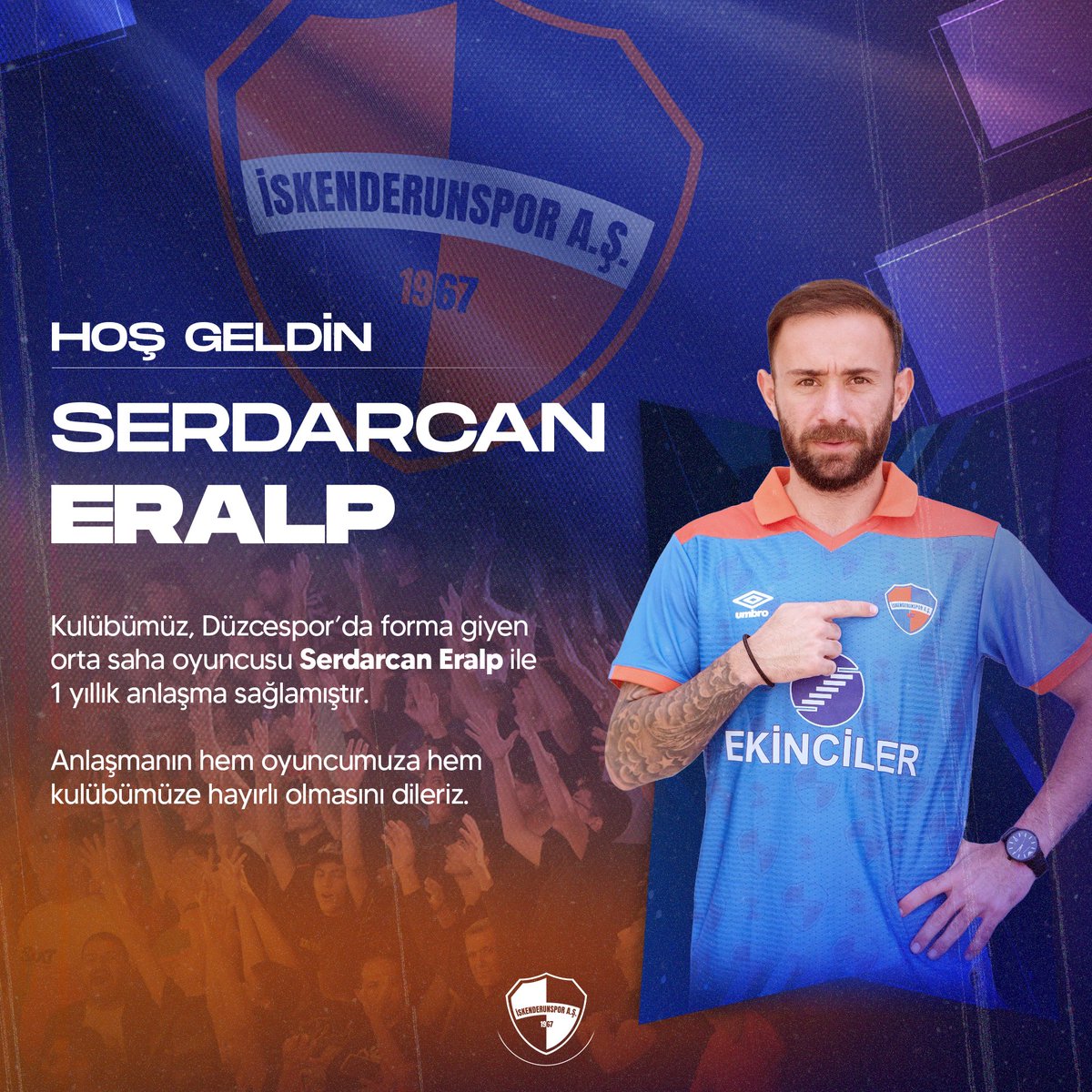 iskenderunspor_'s tweet photo. HOŞ GELDİN SERDARCAN ERALP

Kulübümüz, Düzcespor’da forma giyen orta saha oyuncusu Serdarcan Eralp ile 1 yıllık anlaşma sağlamıştır. Anlaşmanın hem oyuncumuza hem kulübümüze hayırlı olmasını dileriz.

#İskenderunspor https://t.co/54tlR9lHfD