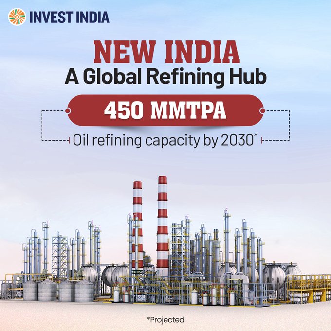 #NewIndia's ranking as Asia's 2nd largest refiner underscores its substantial role in regional energy dynamics and highlights its growing influence in the global market, signalling robust growth potential in the oil &amp; gas industry.

bit.ly/II-OilGas

#InvestInIndia