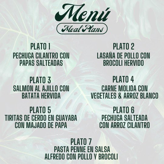 Mana’s Meal Plans. Te ayudamos a cumplir tus metas ✨ 
—
—
Aclara tus dudas y ordena a través de WhatsApp 787-209-4349. Cogemos órdenes hasta mañana sábado. 🫶🏽